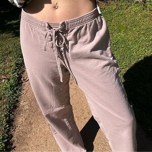 Tan Sweatpants lace front